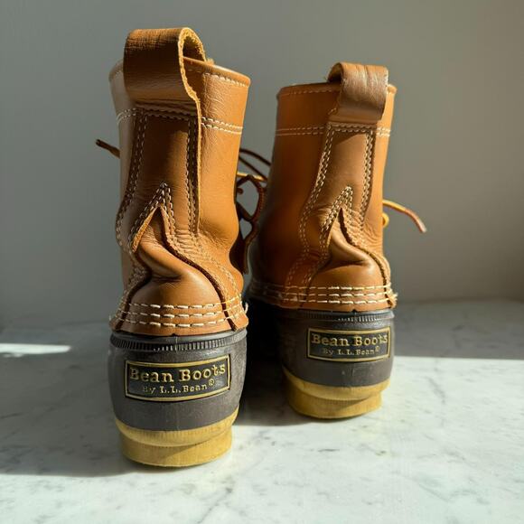 L.L. Bean Bean Boots 6" Duck Boots Tan Leather Rubber Sole Size 6M - Picture 2 of 8